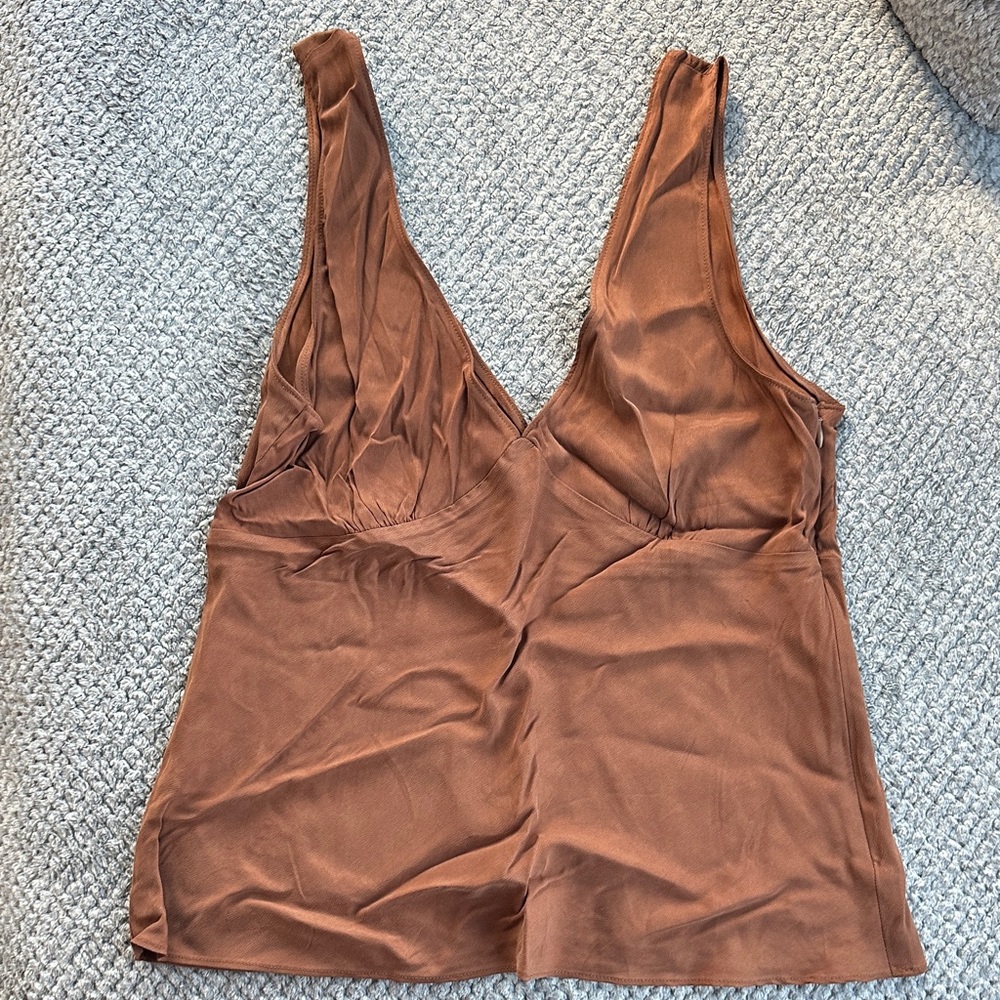 Sophie Rue Brown Satin Blouse